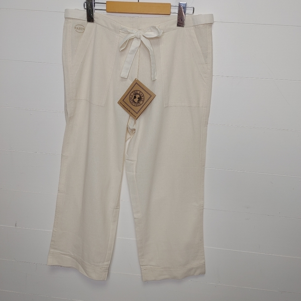 The Earth Collection cotton & silk wide leg cropped pants